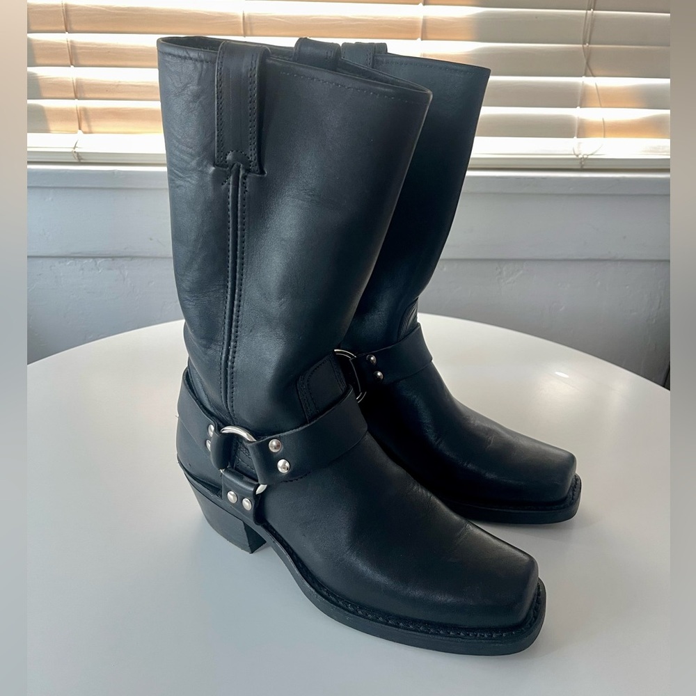 Women’s Frye Black Leather Harness Boots - Pristine